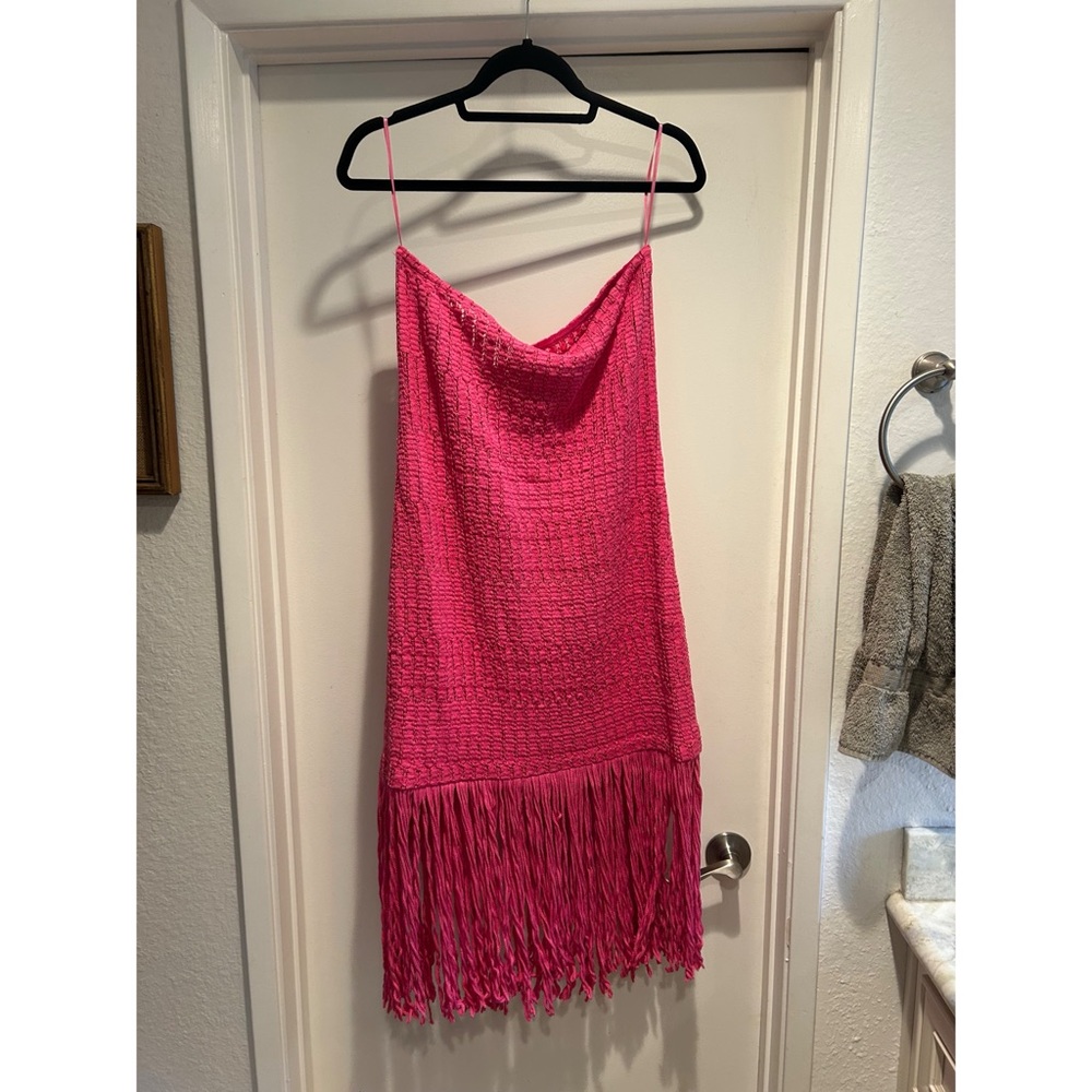 Crochet Fringe Strapless Dress - Picture 4 of 6